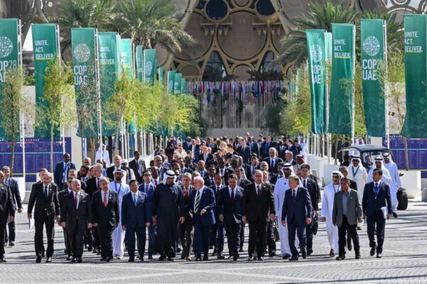 World Heads of State walk down Al Wasl after the group photo during the UN Climate Change Conference COP28 at Expo City Dubai on December 1, 2023, in Dubai, United Arab Emirates.