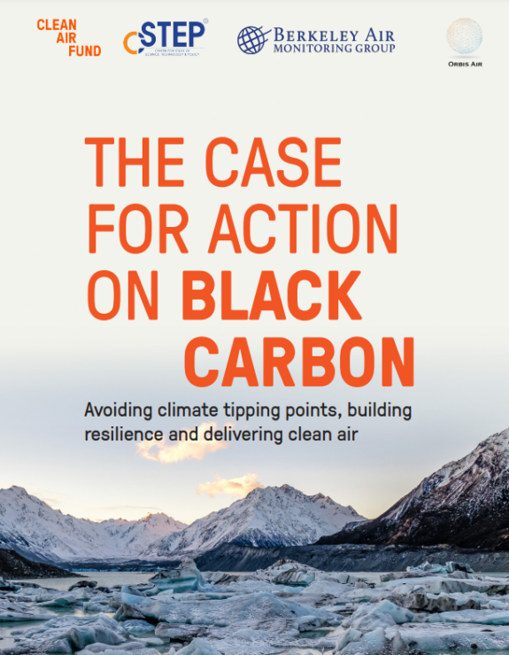Cover of action for black carbon report showing a glacier