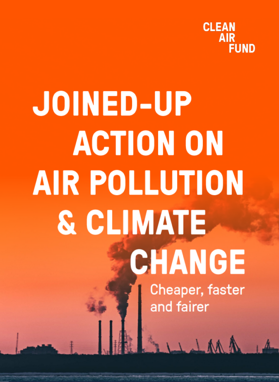 Cover of report: Joined up action on air pollution and climate change