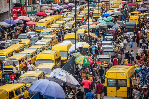 Traffic in african megacity. Lagos, Nigeria, West Africa