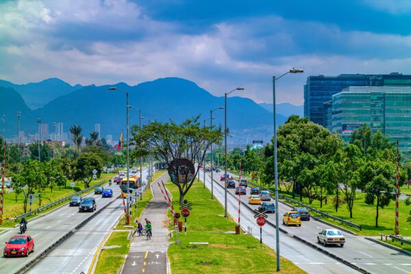 Bogotá, Colombia - Looking Northeast on Avenida El Dorado towards the Eastern Hills, in the South American Andes Capital City