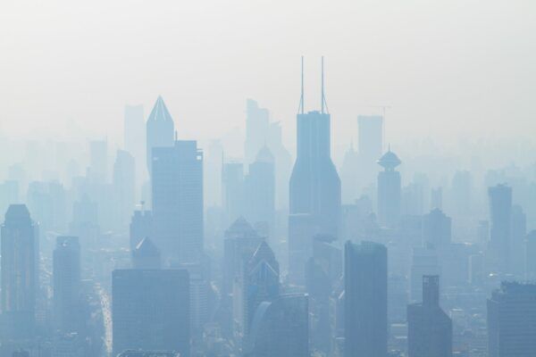Smog in a city landscape